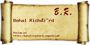 Behal Richárd névjegykártya